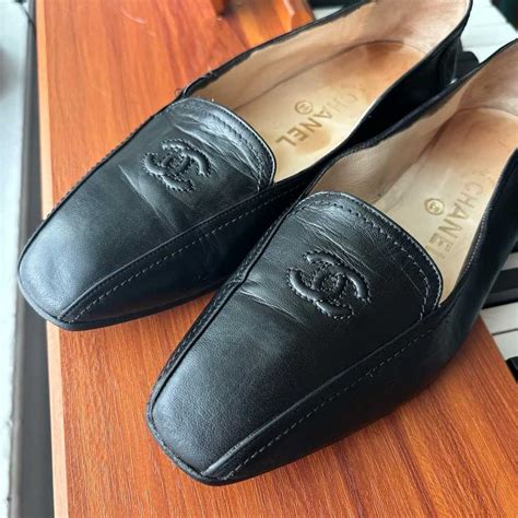 chanel vintage loafers|authentic Chanel loafers.